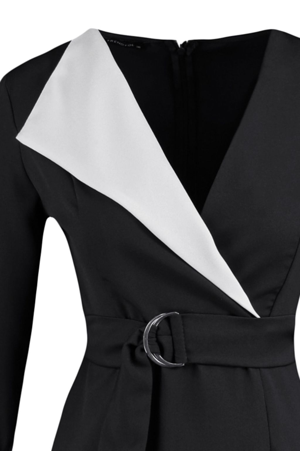 TRENDYOLMILLA Siyah Kemerli Kruvaze Yaka Dokuma Elbise TWOAW20EL0909 фото 7