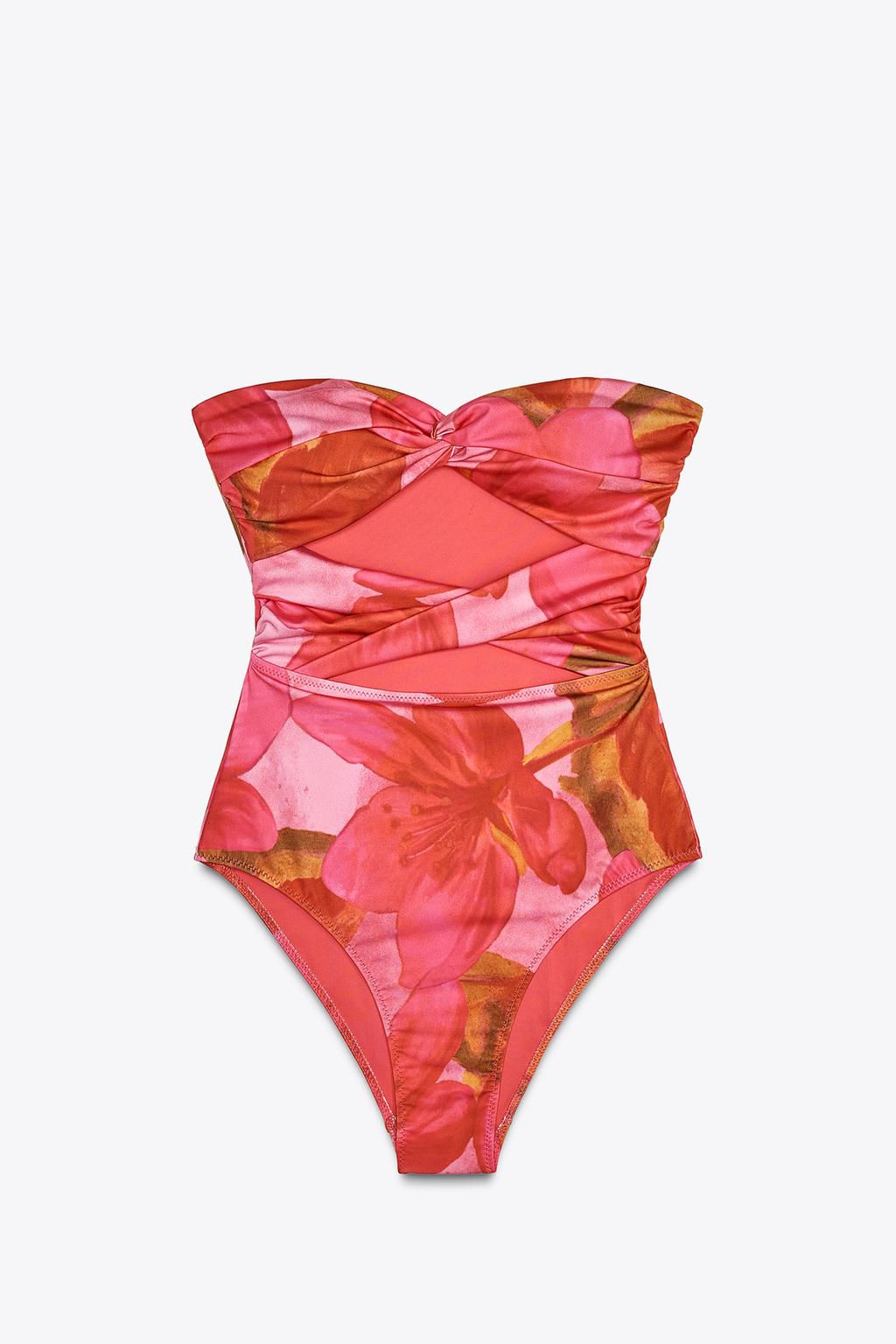 PRINTED BANDEAU CUT-OUT SWIMSUIT - Zara фото 6
