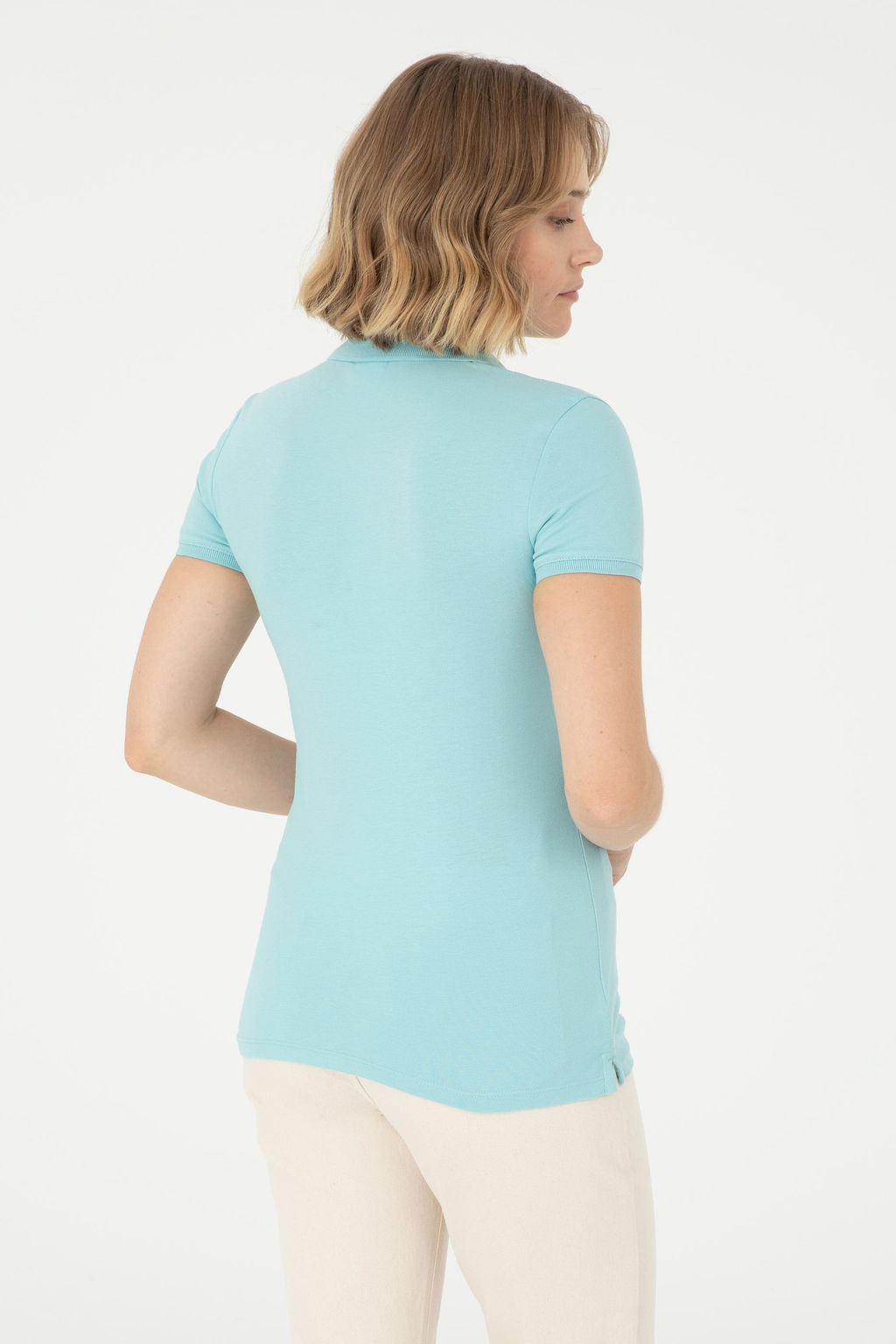 Женская базовая футболка цвета морской волны Неожиданная скидка в корзине - U.s. polo assn фото 5