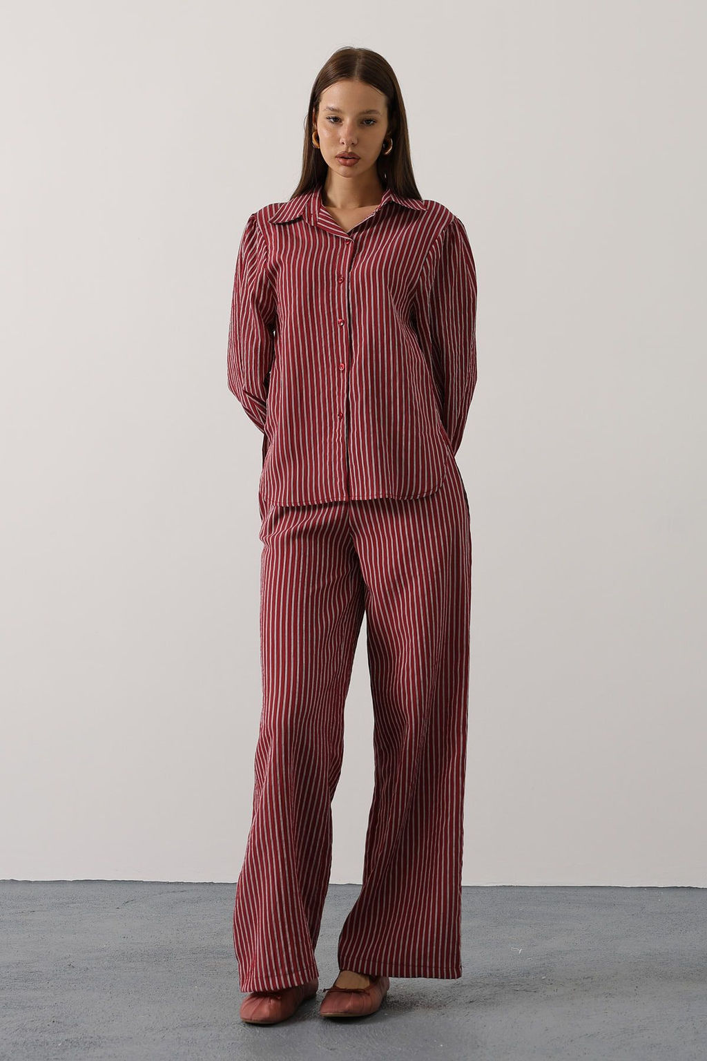 Siyah Dokulu Cizgili Dokuma Gomlek TWOAW26GO00074 - Trendyolmilla фото 6