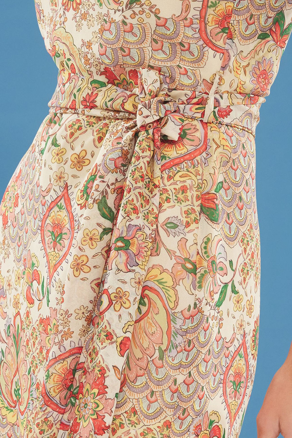 TRENDYOLMILLA Lila Etnik Desenli Kusakl? A Kesim Puskul Detayl? Maxi Astarl? Sifon Dokuma Elbise TWOSS23EL01777 фото 11