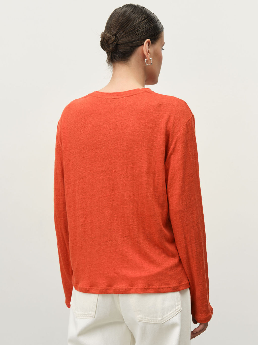 Лонгслив из льна 2902 коралловый