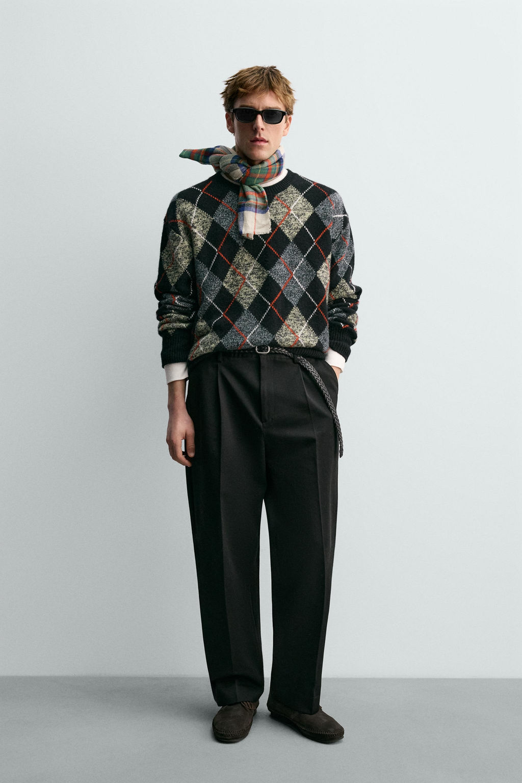 ARGYLE JUMPER 100% CASHMERE AARON LEVINE X ZARA