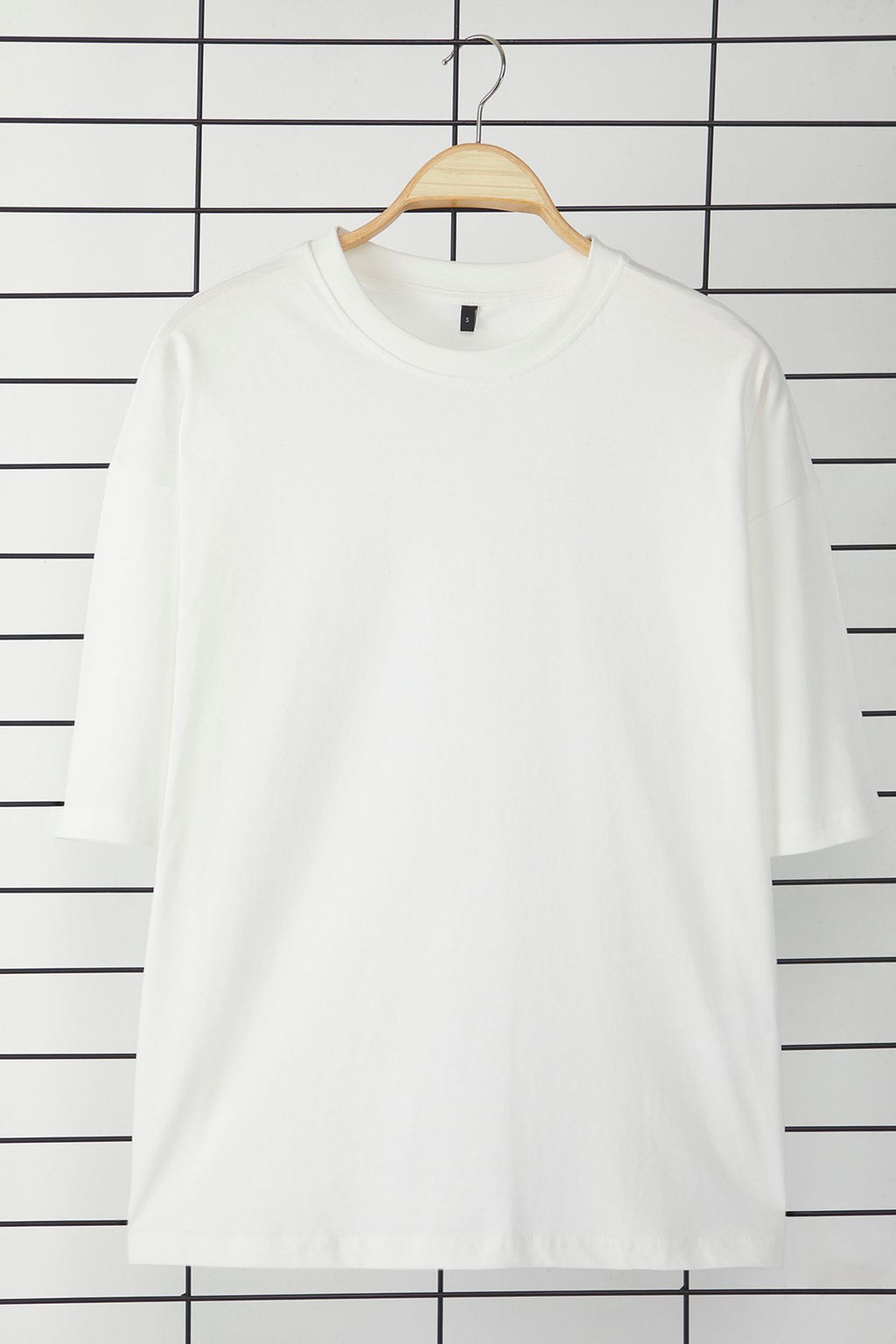 Ekru Loose/Dusuk Omuz %100 Pamuklu Basic T-Shirt TMNSS25TS00162