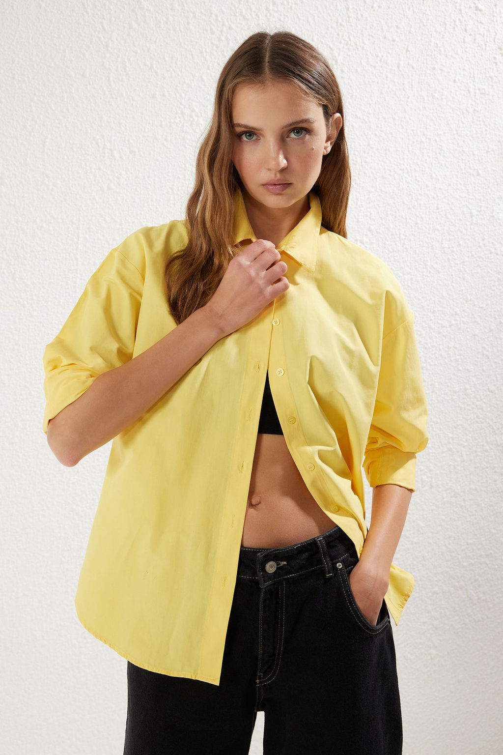 Turuncu Loose Fit Pamuklu Dokuma Gomlek TWOAW20GO0107