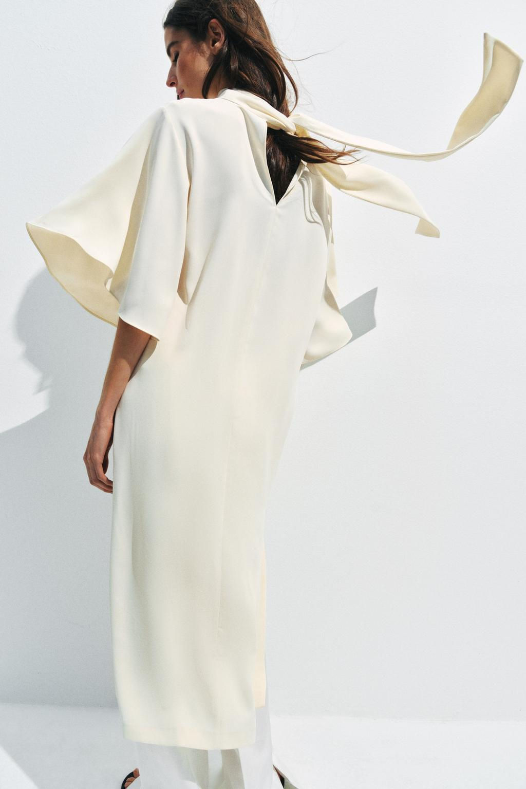 VESTIDO MIDI FLUIDO ZW COLLECTION / Beige claro - Zara фото 10