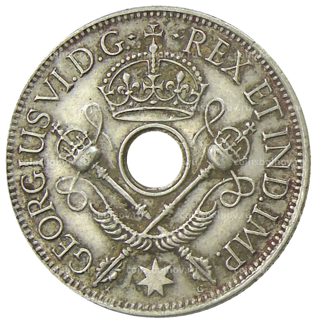 Монета 1 шиллинг 1938 года Британская Новая Гвинея