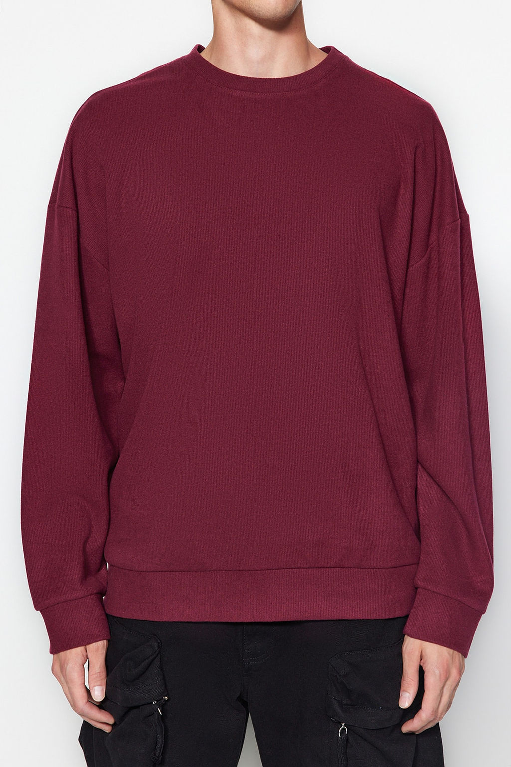 TRENDYOL MAN Lacivert Bisiklet Yaka Oversize/Genis Kesim Yumusak F?rcal? Selanik Sweatshirt TMNAW24SW00057 - Trendyolmilla фото 4