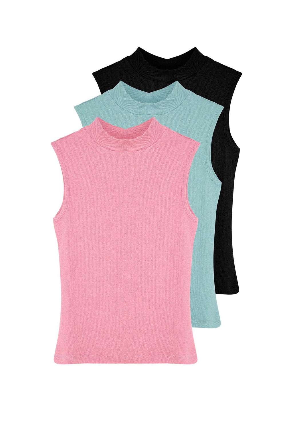Siyah-Beyaz-Cok Renkli 3Lu Paket Fitted/Vucuda Oturan Fitilli Esnek Orme Bluz TWOSS24BZ00560 - Trendyolmilla фото 14