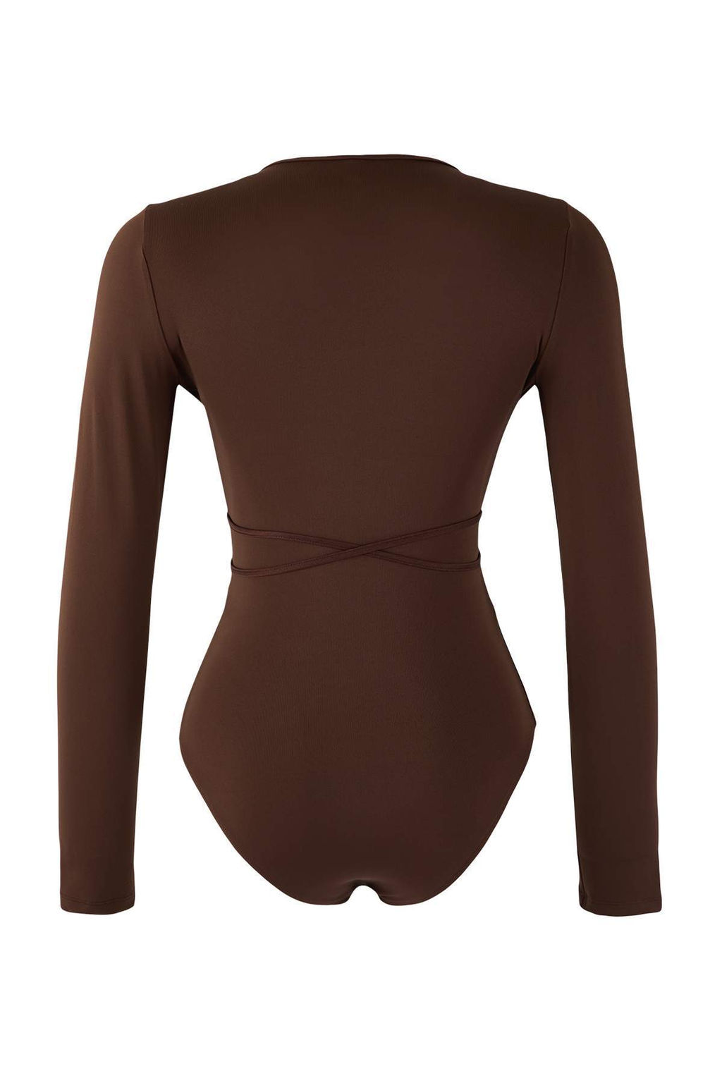 Kahverengi Duz V Yaka Uzun Orme Sandy Body TPRAW26BD00028 - Trendyolmilla фото 2