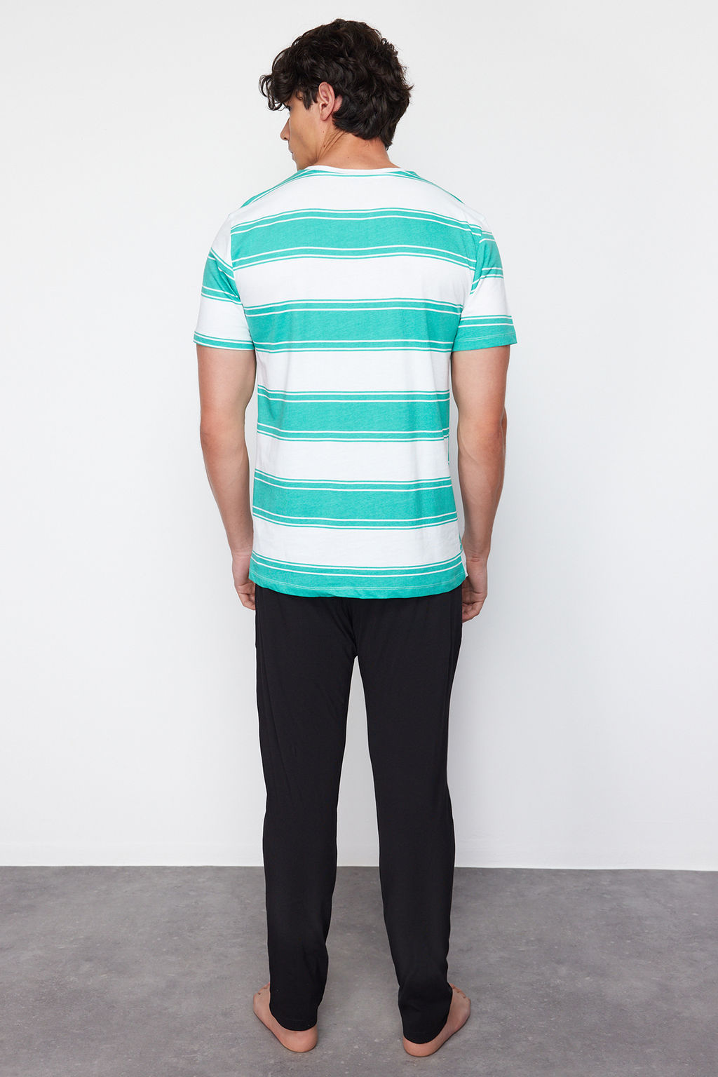 TRENDYOL MAN Sar? Regular Fit Cizgili Orme Pijama Tak?m? TMNSS24PT00041 - Trendyolmilla фото 24