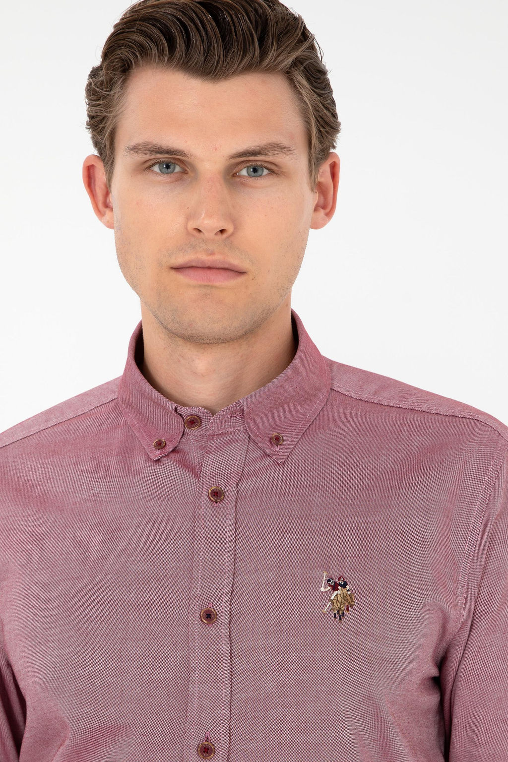 Мужская бордово-красная базовая рубашка с длинным рукавом Неожиданная скидка в корзине - U.s. polo assn фото 2