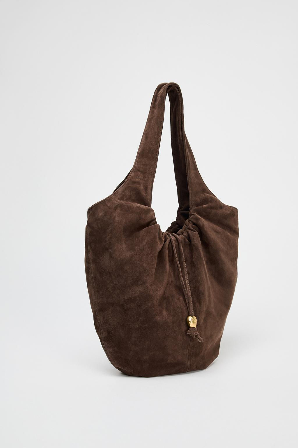 GATHERED SPLIT SUEDE BUCKET BAG - Zara фото 4