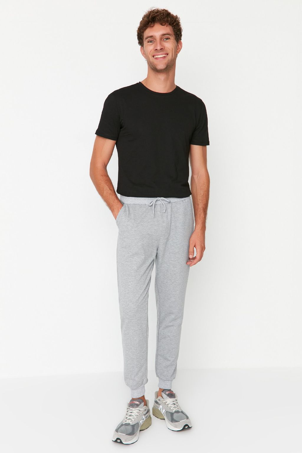Gri-Siyah Regular/Normal Kesim Pacas? Lastikli Jogger 2li Paket Esofman Alt? TMNAW22EA0279