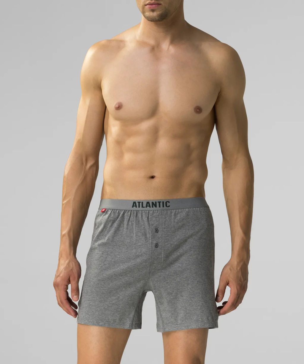ATLANTIC 2MBX-025 Трусы боксеры Solid - набор 2 шт. черный + серый меланж  фото 2