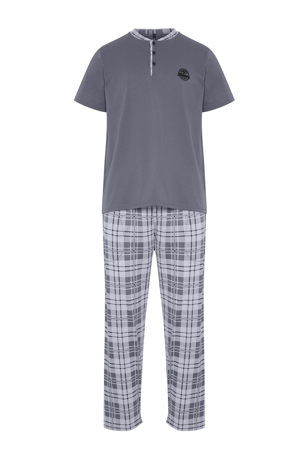 TRENDYOL MAN Antrasit Regular Fit Ekose Orme Pijama Tak?m? TMNSS24PT00037 - Trendyolmilla фото 7