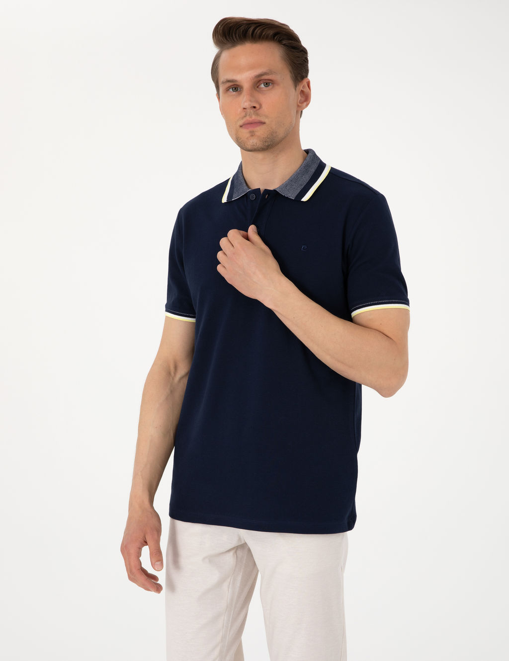 Lacivert Slim Fit Polo Yaka Ti__rt