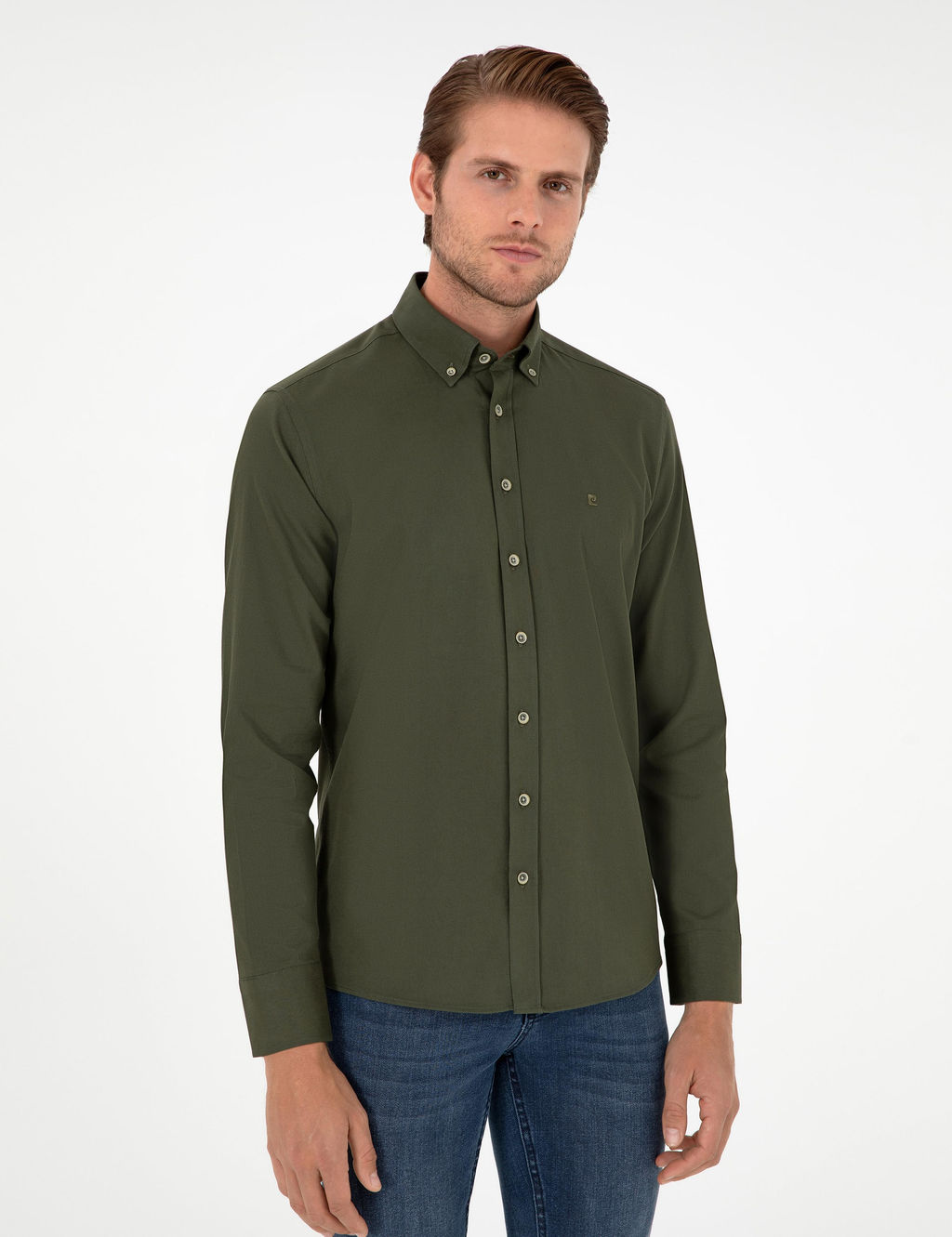 Haki Regular Fit Uzun Kollu G_mlek - Pierre cardin фото 3