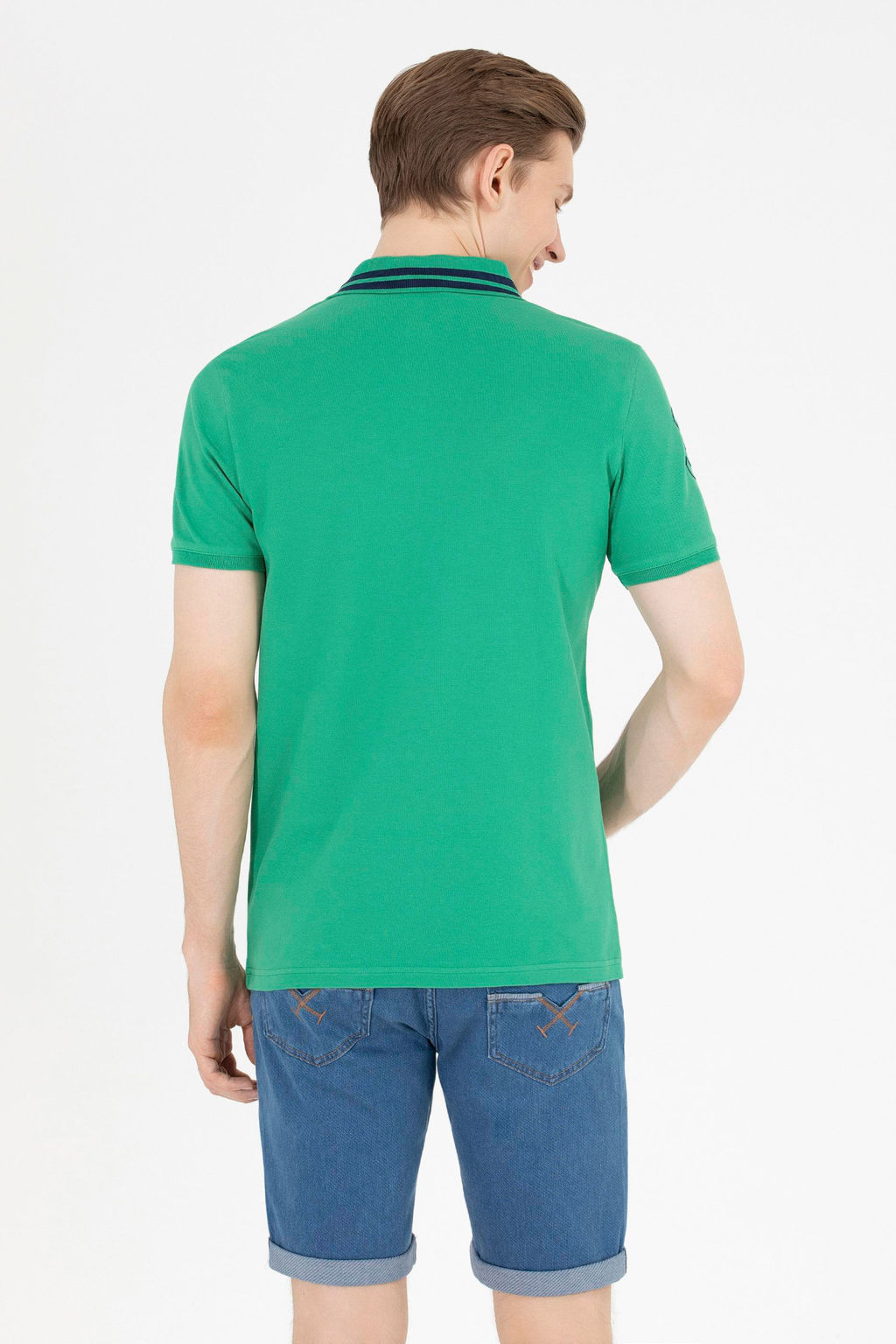 Мужская зеленая футболка с воротником поло Basic - U.s. polo assn фото 5