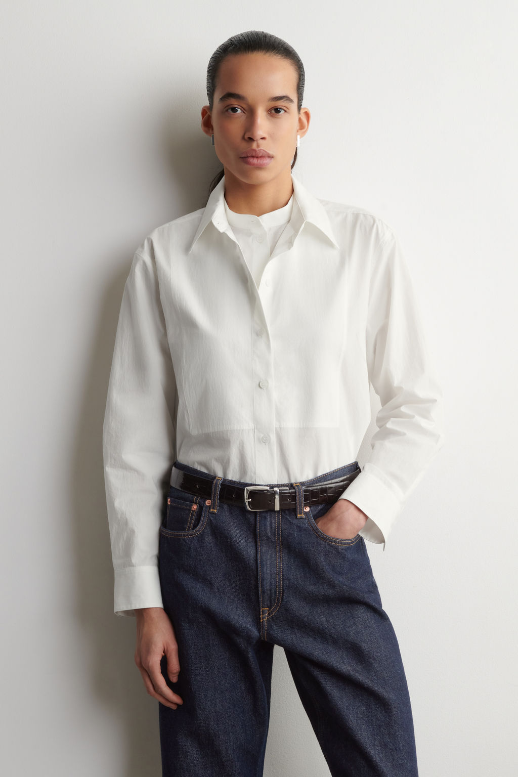 CAMISA DE ALGOD?N PIMA CON CUELLO COMBINADO - H&m фото 2
