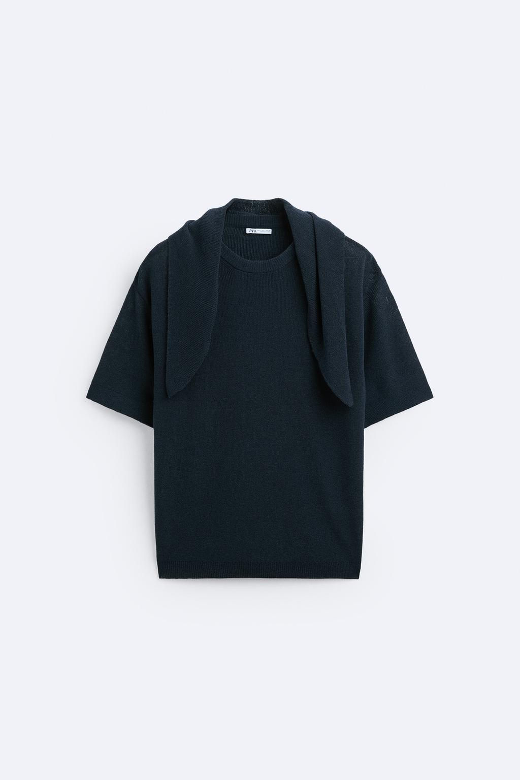 KNIT T-SHIRT WITH NECKERCHIEF - Zara фото 5