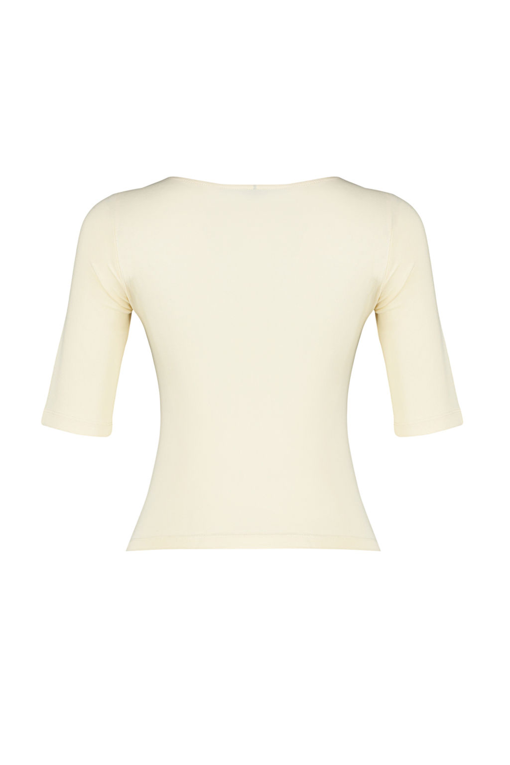 Tas Fitted/Vucuda Oturan Kay?k Yaka K?sa Kollu Pamuklu Esnek Orme Bluz TWOSS24BZ00076