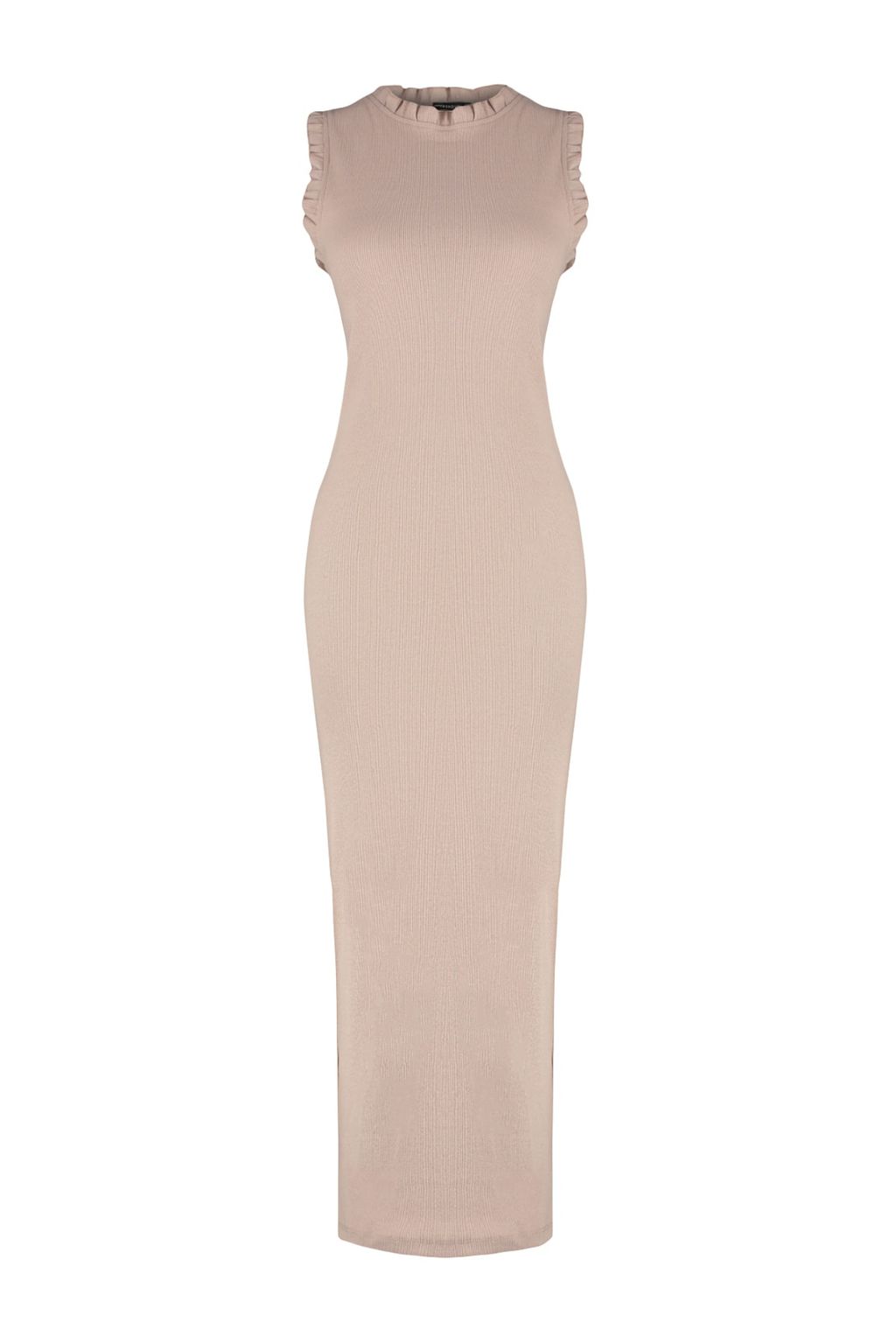 Vizon F?rf?r Detayl? Fitilli Bodycone/Vucuda Oturan Midi Smart Esnek Orme Kalem Elbise TWOSS22EL1569