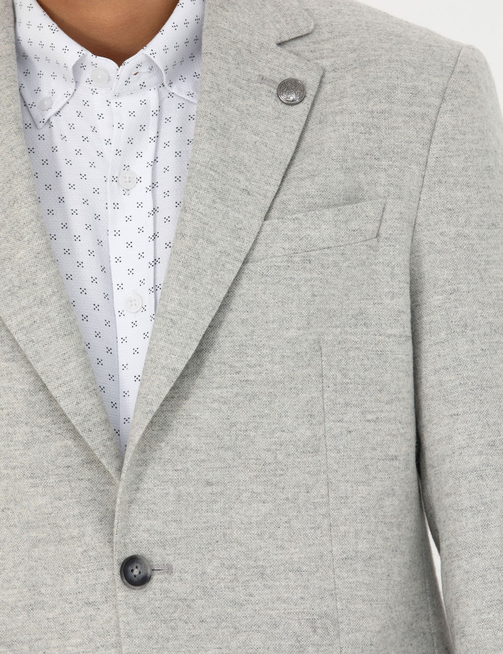 A__k Gri Y_n Kar___ml_ Slim Fit Ceket