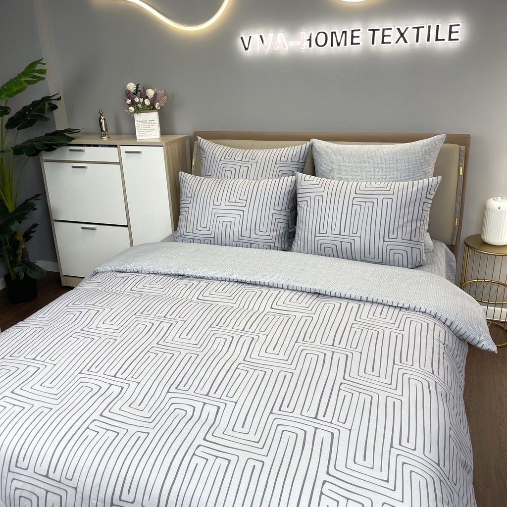 Комплект постельного белья Люкс Сатин 100% хлопок на резинке AR375 140*200*25 Евро 4 Наволочки