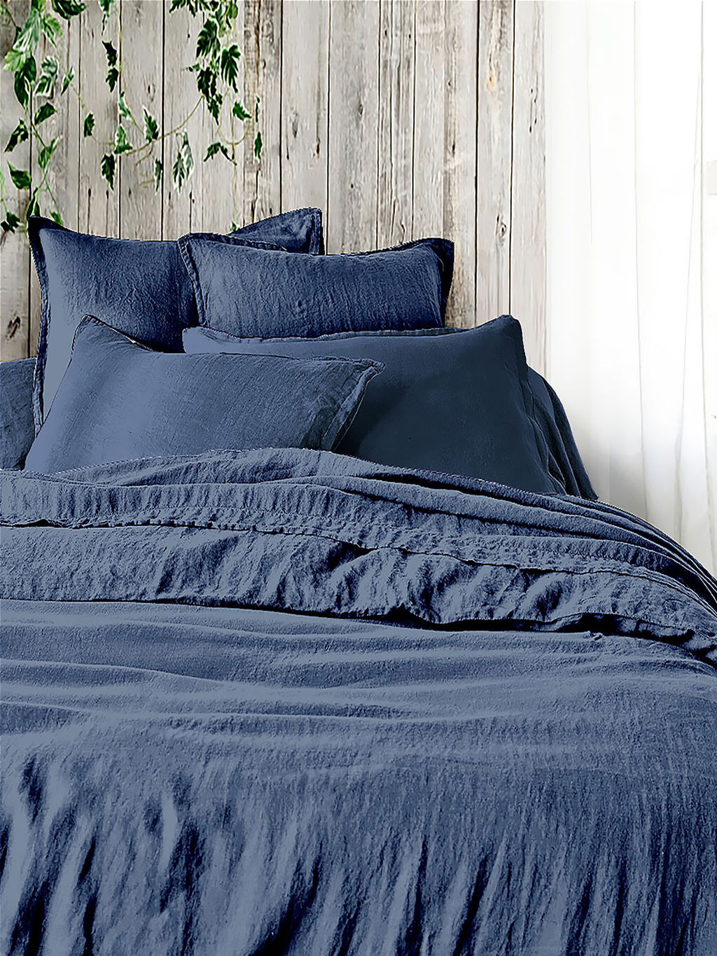 Постельное белье вареный хлопок - Благородный синий Евро (нав.70х70)