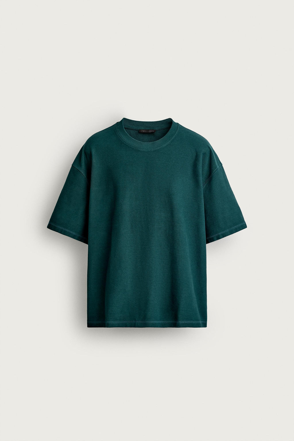 CAMISETA RELAXED FIT COSTURA / Verde azul - Zara фото 5