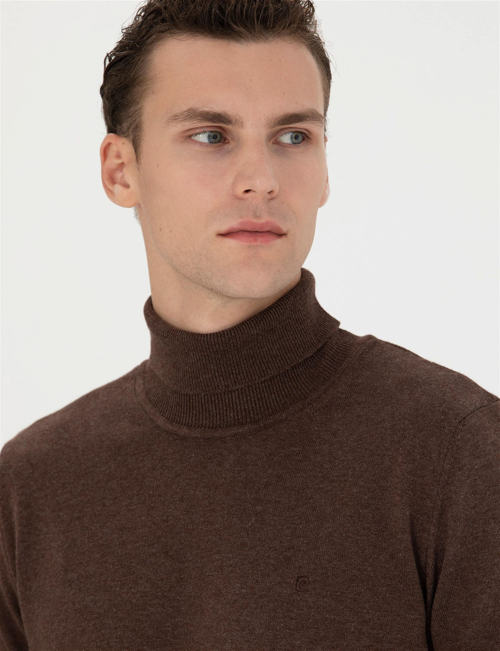 Kahverengi Slim Fit Bal_k__ Yaka Basic Triko Kazak - Pierre cardin фото 2