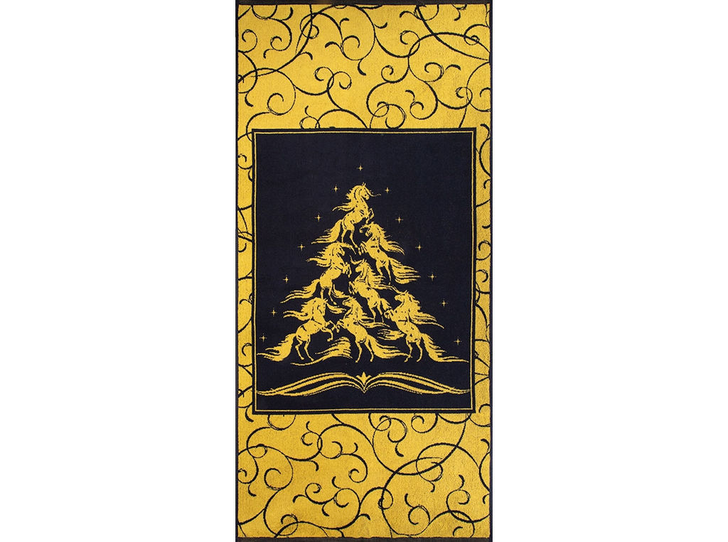 Полотенце махровое 6с102.411ж1 Лошадиная елка(т.желтый) 67х150см