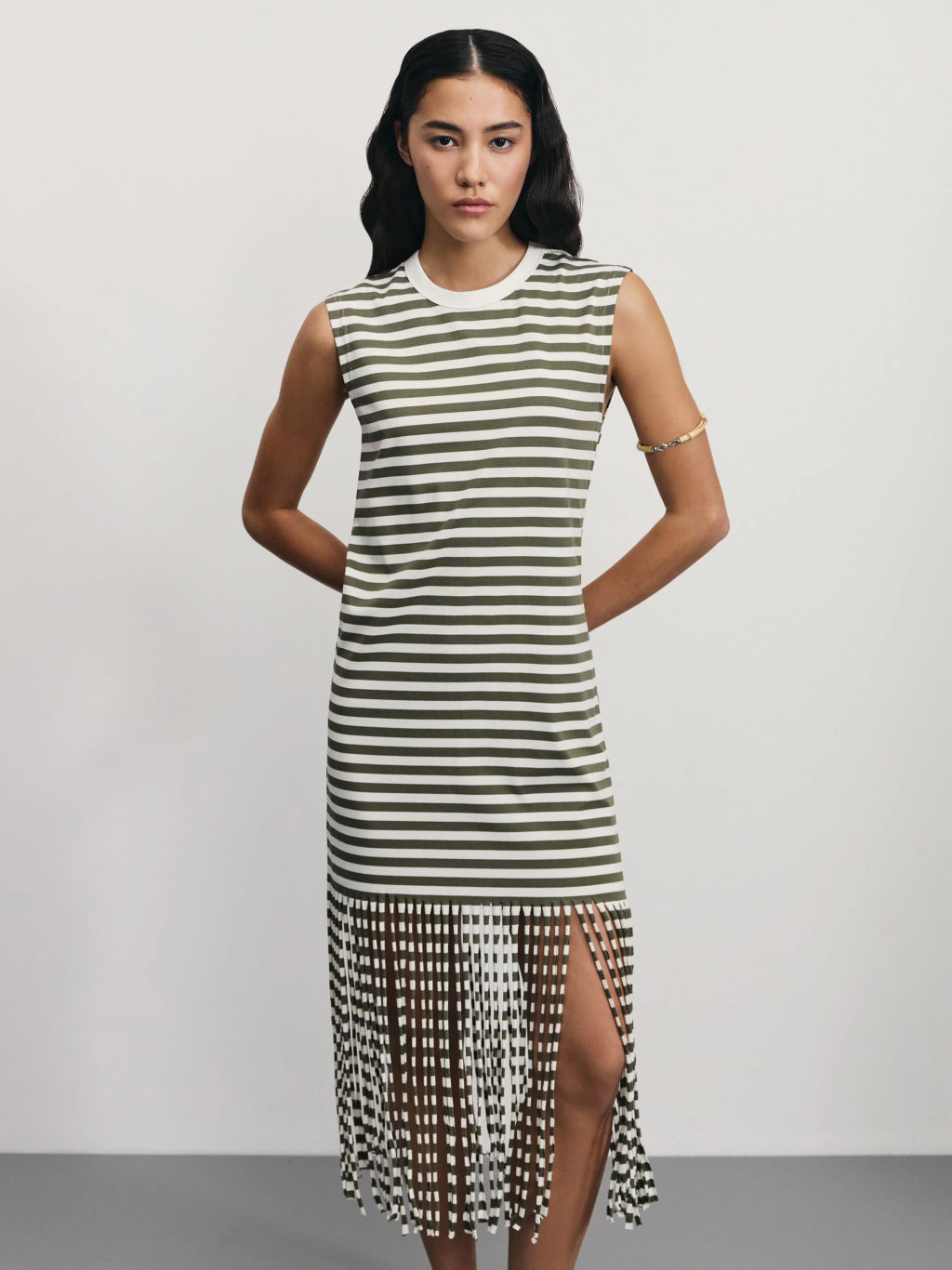 Платье в полоску с бахромой / Zarina  фото 2