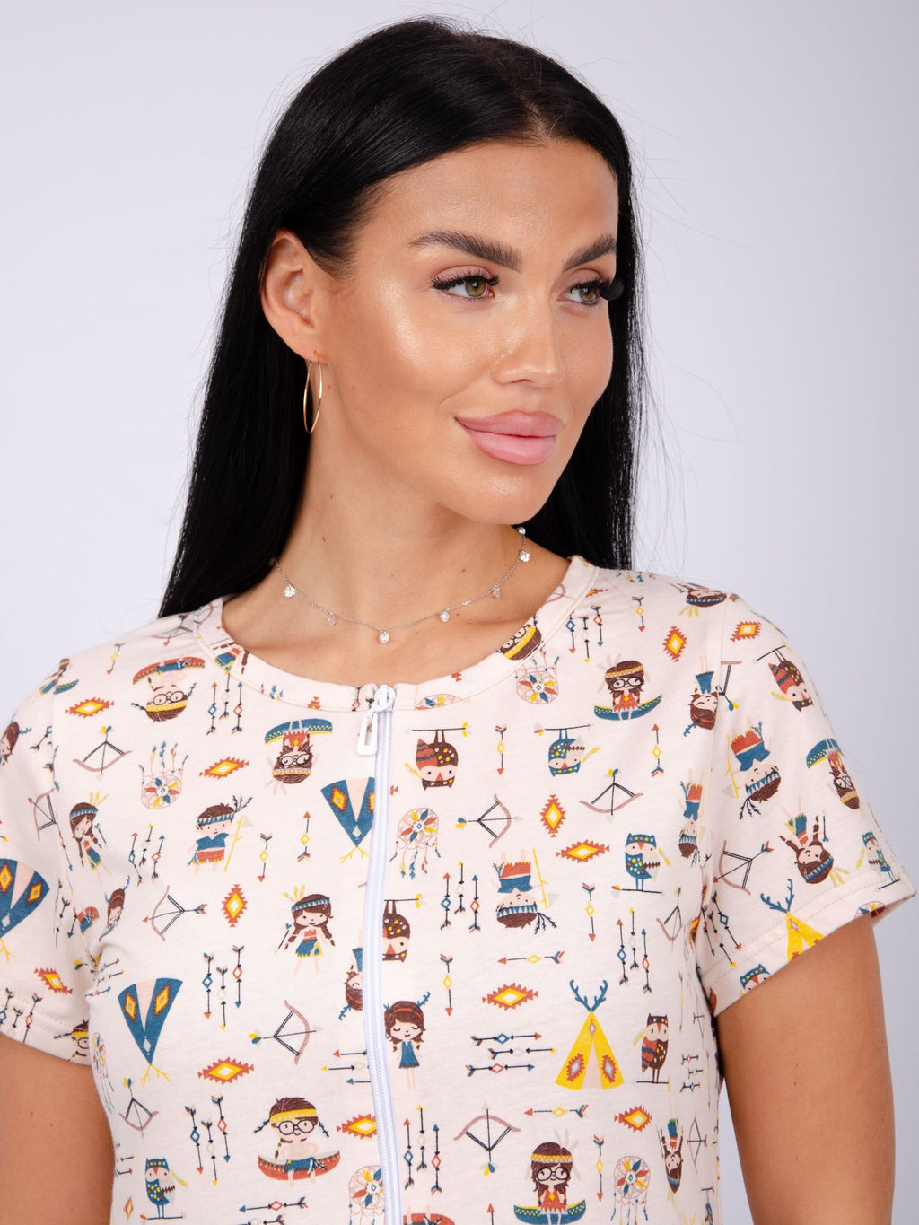 Халат Красотка 2 индейцы, трикотаж - Малина фото 7