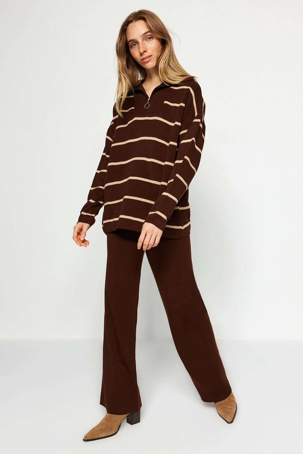 Siyah Genis Kal?p Fermuarl? Triko Alt-Ust Tak?m TWOAW24AU00025 - Trendyolmilla фото 14