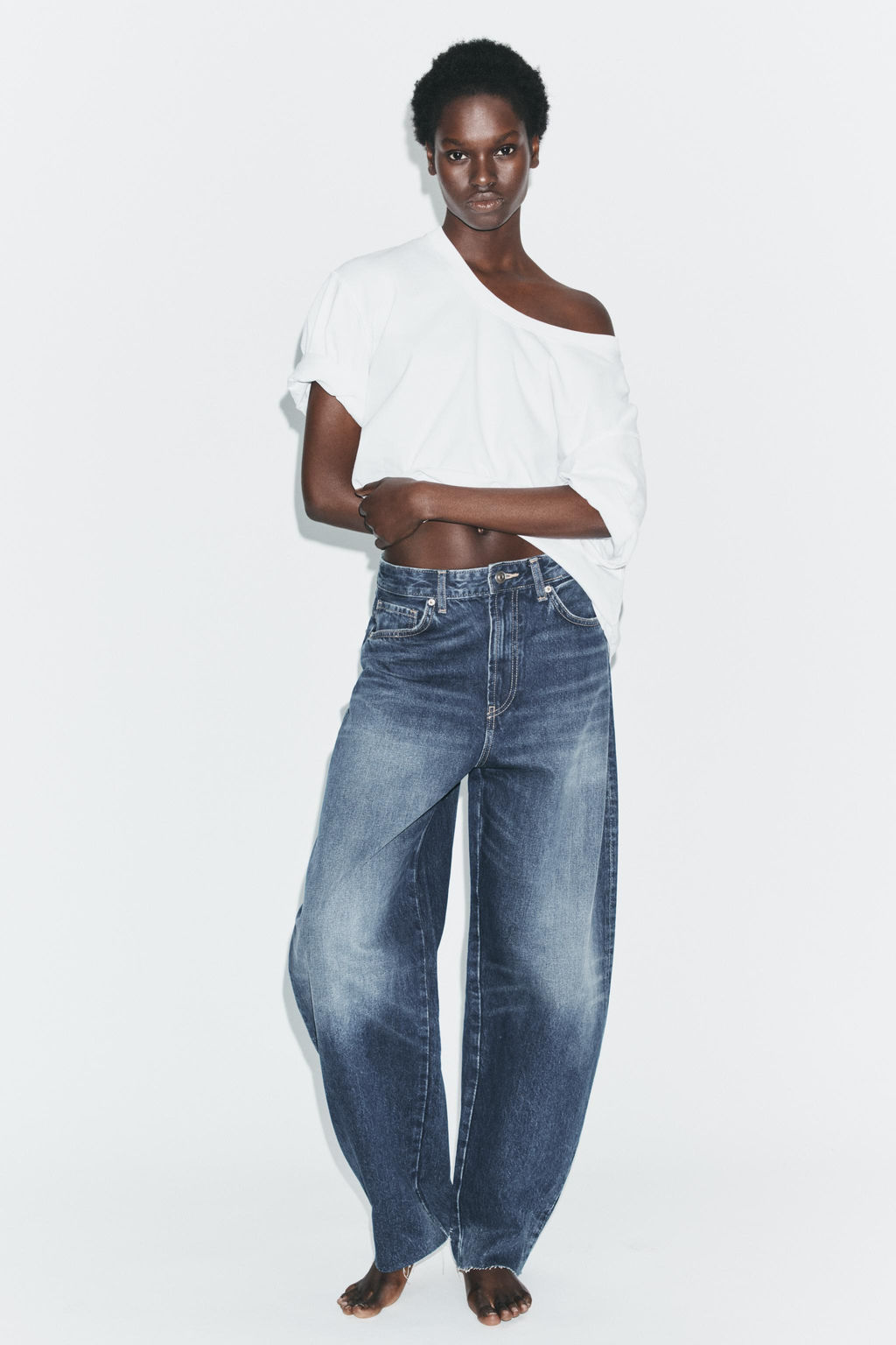 TRF HIGH-WAIST BARREL JEANS - Zara фото 6