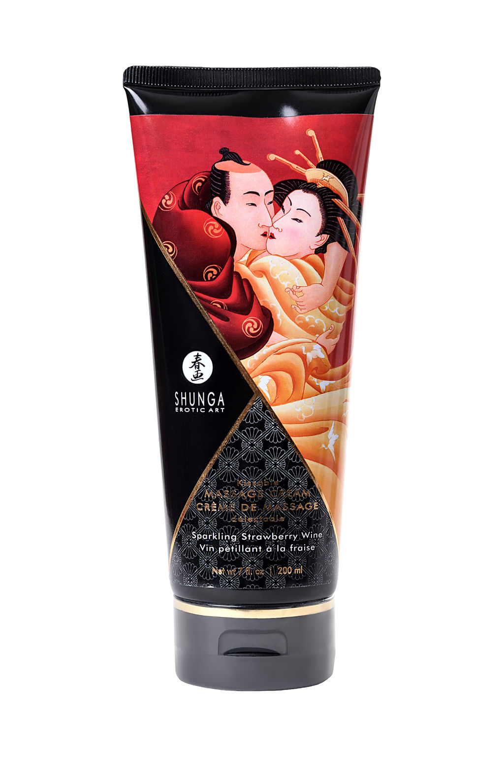 Массажный крем для тела Shunga Игристое клубничное виноSparkling Strawberry Wine, съедобный, 200мл