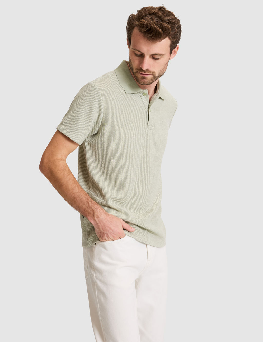 Haki Slim Fit _rme Dokulu Polo Yaka Ti__rt