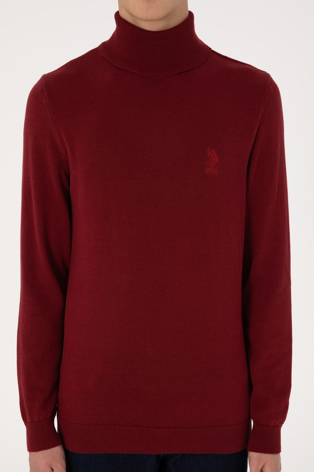 Erkek Slim Fit Bo_azl_ Yaka Bo_azl_ Basic Kazak - U.s. polo assn фото 6