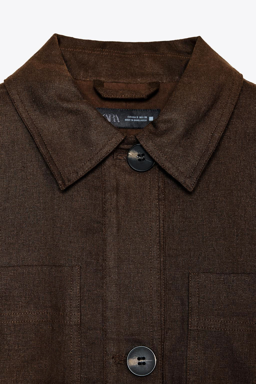 LINEN BLEND CROPPED JACKET - Zara фото 8