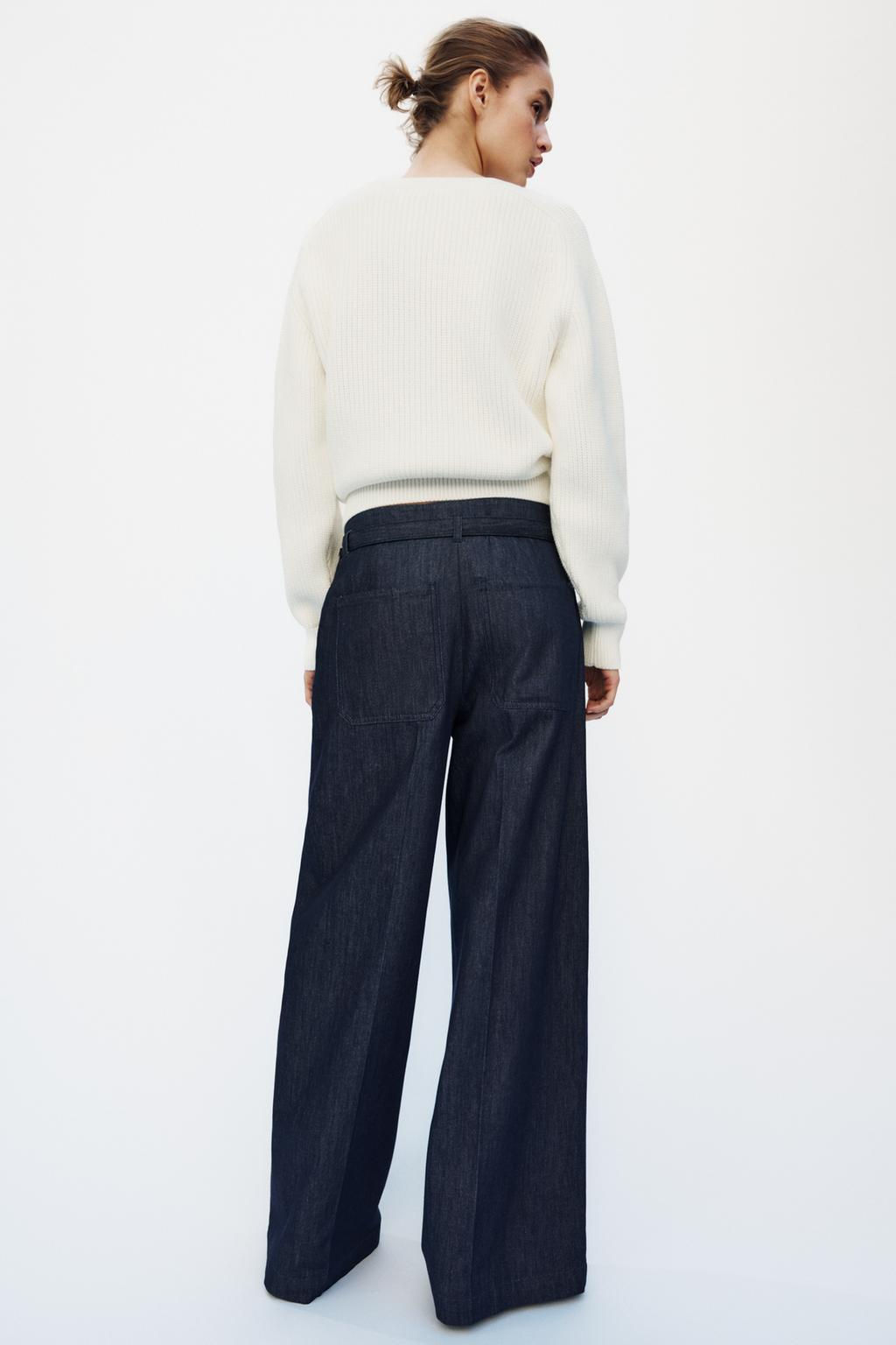 Z1975 WIDE-LEG DENIM TROUSERS WITH BELT - Zara фото 4