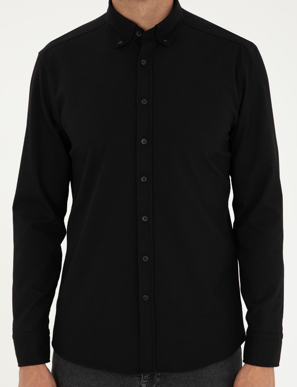 Siyah Slim Fit Uzun Kollu G_mlek