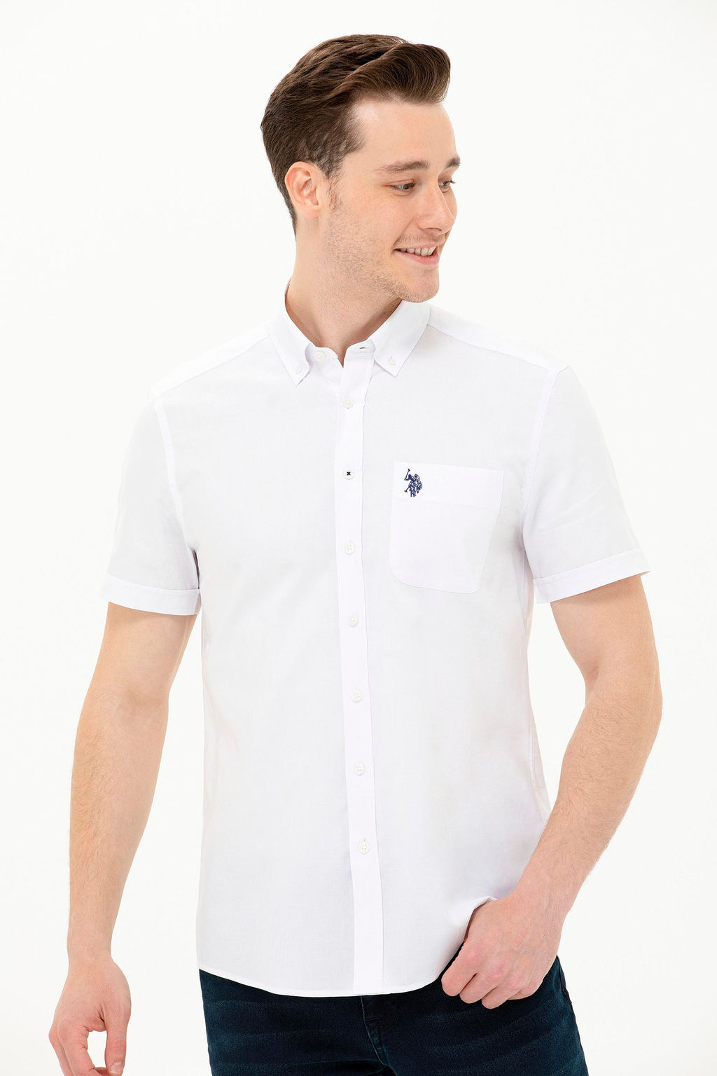 Мужская белая рубашка с коротким рукавом - U.s. polo assn фото 4