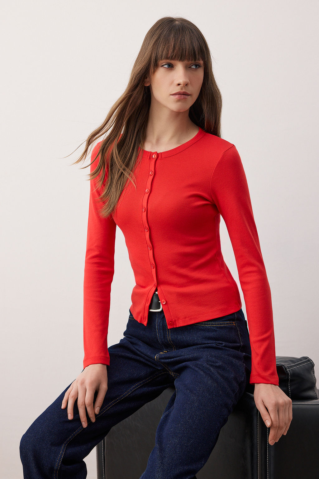 Teen Pembe Dugmeli Vucuda Oturan Esnek Orme Bluz | TWOAW26BZ00007 - Trendyolmilla фото 15