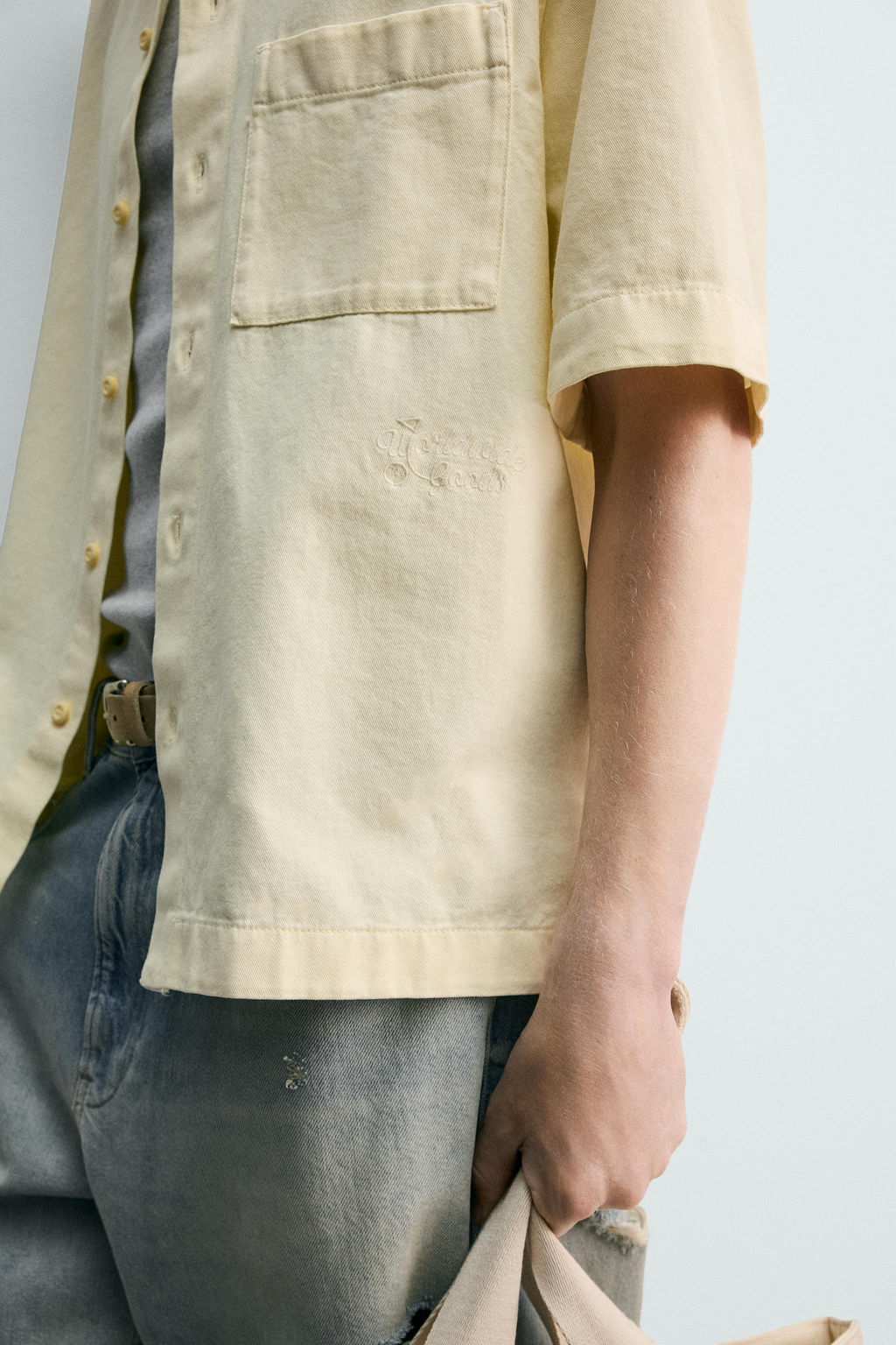 SOBRECAMISA ESTRUCTURA BORDADO / Amarillo - Zara фото 6