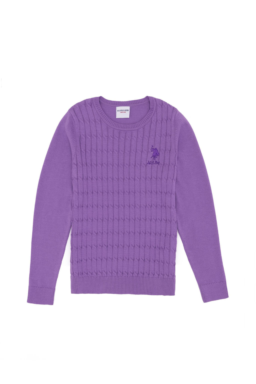 K_z _ocuk Lila Basic Bisiklet Yaka Triko Kazak