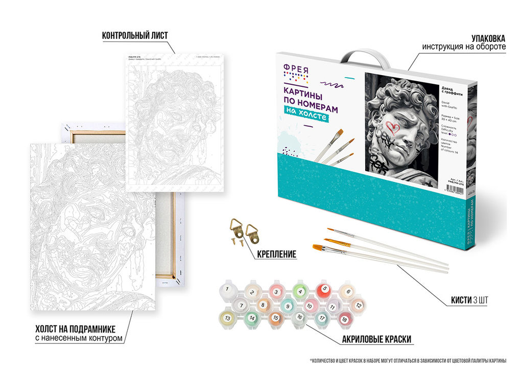ФРЕЯ PNB/PM-276 Набор для раскрашивания по номерам 40 х 30 см Давид с граффити  фото 5