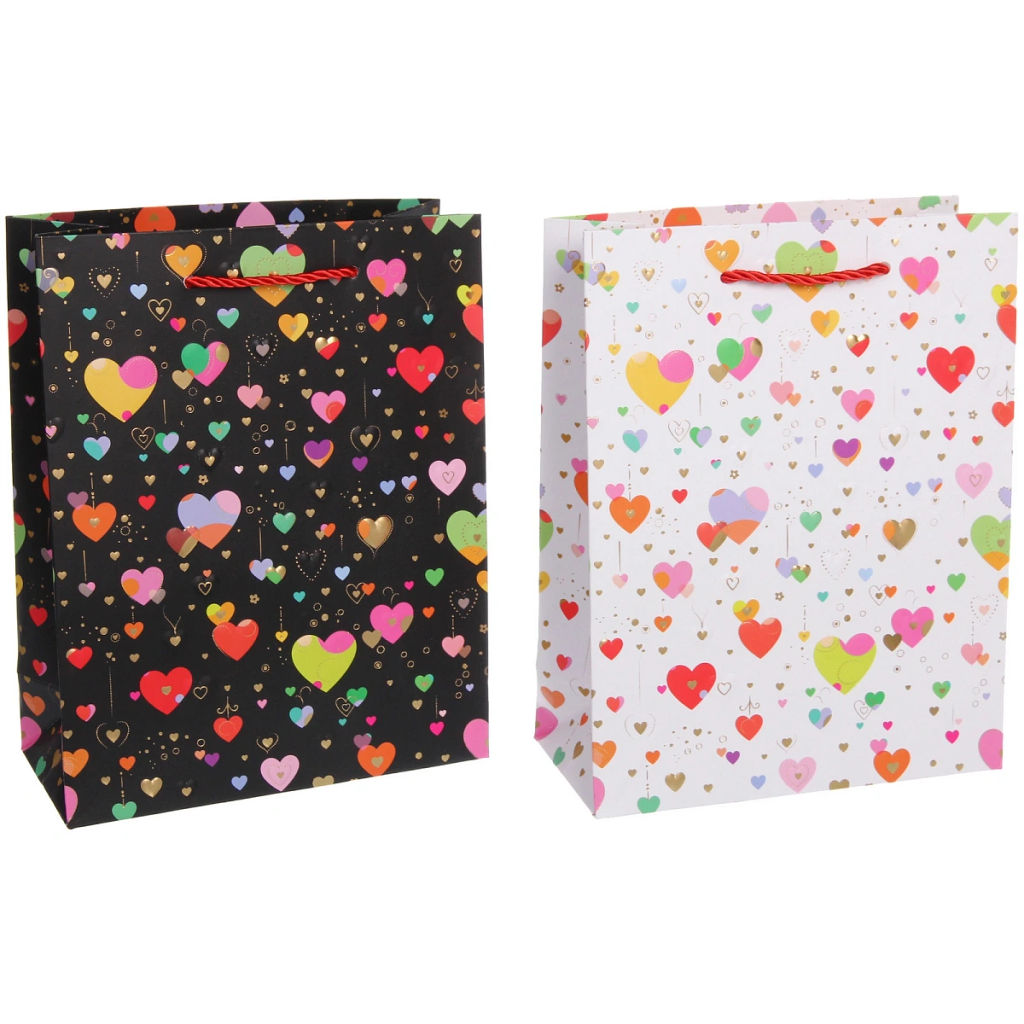 Пакет подарочный "Сердечки" 18*23*8 см