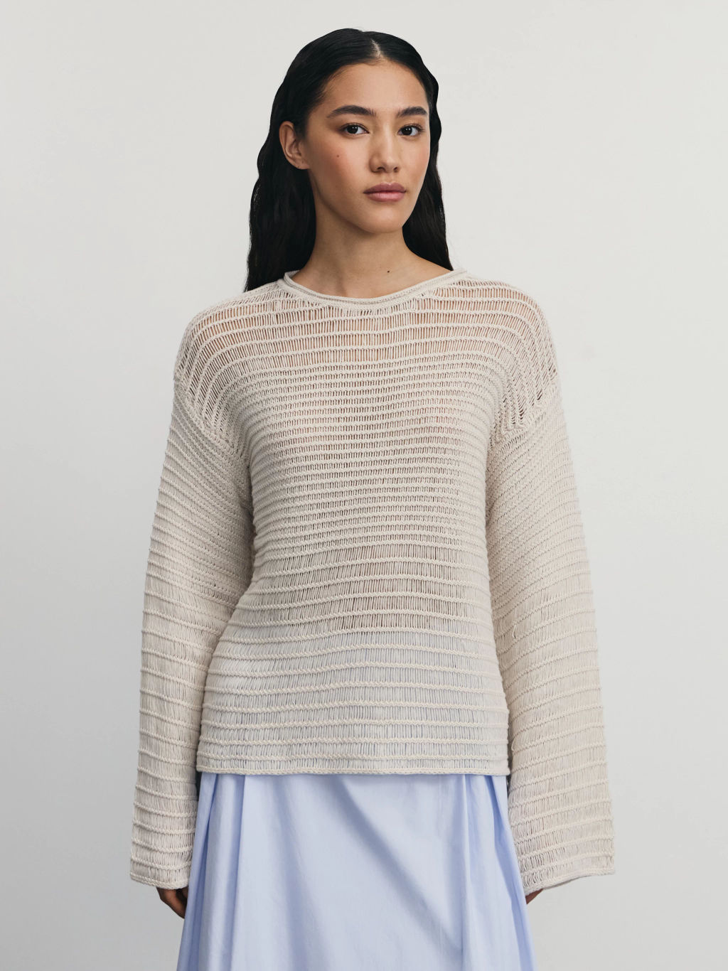 Джемпер ажурной вязки из хлопка / Zarina  фото 4